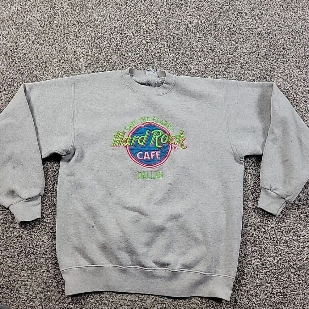 Vintage Hard Rock Cafe Dallas Adult Medium Sweatshirt Save The Planet *Marks*